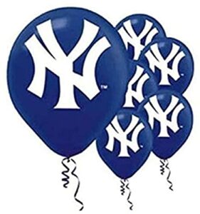 new york yankees latex balloons, 12″, blue, pack of 6