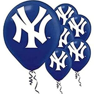 New York Yankees Latex Balloons, 12", Blue, Pack of 6