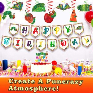 Very Hungry Caterpillar Birthday Decorations Set - Kids Reading Story Theme Swirls Streamers Garland Banner and Cake Topper Party Supplies