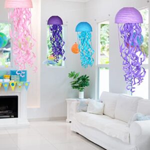 CHRORINE Mermaid Wish Jellyfish Hanging Decorations, Mermaid Birthday Party Decorations Supplies, Ocean Decor Under The Sea Party Decorations