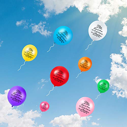36 Pieces Colorful Release Memorial Balloons Remembrance Funeral Balloons with 2 Pieces White Ribbons for Celebration of Life, Balloon Release, Funeral Decoration