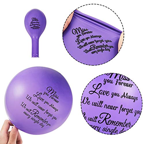 36 Pieces Colorful Release Memorial Balloons Remembrance Funeral Balloons with 2 Pieces White Ribbons for Celebration of Life, Balloon Release, Funeral Decoration