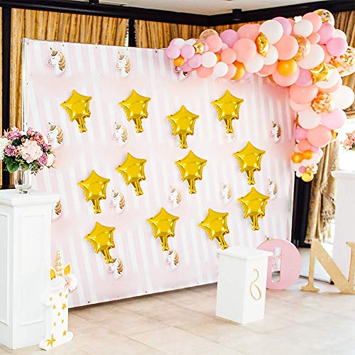 100 Pcs 5'' Gold star shaped Balloons Foil Balloons Mylar Balloons for Baby Shower, Gender Reveal, Wedding, birthday or Engagement Party Decoration (gold)