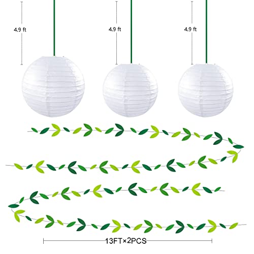 Yellow Green Party Decoration Kit Hanging Paper Fans Lanterns Flowers Pom Pom with 3D Butterfly Green Leaves Garland for Birthday Wedding Engagement Baby Shower Spring Summer Garden Tea Party Decor