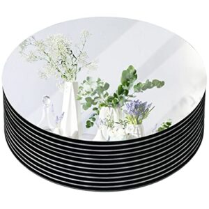 coo-drill 12″ round mirror plates, mercuried mirror centerpieces 2mm, circle mirror candle plates for table centerpieces &wedding decorations & baby shower party&christmas decorations,12pack