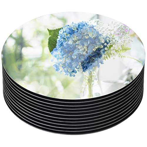 Coo-Drill 12" Round Mirror Plates, Mercuried Mirror Centerpieces 2mm, Circle Mirror Candle Plates for Table Centerpieces &Wedding Decorations & Baby Shower Party&Christmas Decorations,12pack