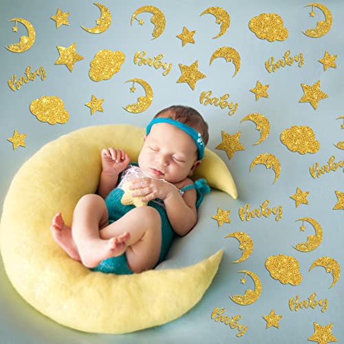 360 Pcs Twinkle Star Confetti Gold Glitter Moon Star Clouds Confetti Star Confetti Baby Shower Decorations for Baby Boy Girl Star and Moon Theme Party Decorations