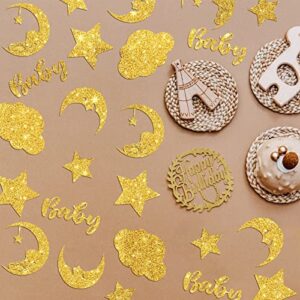 360 Pcs Twinkle Star Confetti Gold Glitter Moon Star Clouds Confetti Star Confetti Baby Shower Decorations for Baby Boy Girl Star and Moon Theme Party Decorations