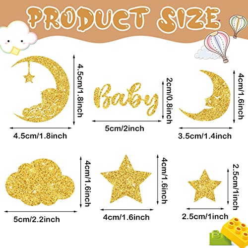 360 Pcs Twinkle Star Confetti Gold Glitter Moon Star Clouds Confetti Star Confetti Baby Shower Decorations for Baby Boy Girl Star and Moon Theme Party Decorations