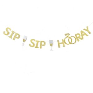 yesswl sip sip hooray banner – gold glitter bachelorette wedding engagement birthday party decorations，bridal shower decoration，photo booth props