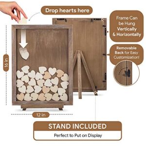 GLM Wedding Guest Book Alternative with Sign, 85 Hearts and 2 Large Hearts, Guest Book Alternatives, Alternative Guest Book Wedding Reception, Guest Sign in Wedding Decorations for Reception (Brown)