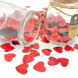 Heart Confetti Red Valentine's Day Table Confetti Metallic Foil for Party Wedding Happy Birthday Baby Showe Bridal Shower Festival Theme Party Decorations Supplies 1.6oz / 1000 Pieces(Red)