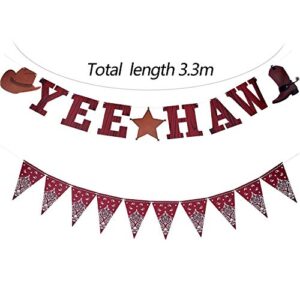 3 Pieces Cowboy Banner Yee Haw Banner Bandana Pennant Banner Wild West Party Accessory for Western Cowboy Party Themed Decoration