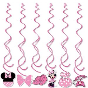 24pcs minnie mickey mouse party hanging swirls, minnie mickey mouse ceiling streamers birthday decorations (24pcs)