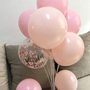 12inch Blush Pink balloons and Rose gold confetti Balloons for Baby Shower Birthday girl Party Decorations (Pastel Pink)