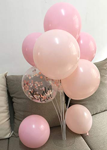 12inch Blush Pink balloons and Rose gold confetti Balloons for Baby Shower Birthday girl Party Decorations (Pastel Pink)