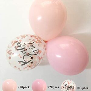 12inch Blush Pink balloons and Rose gold confetti Balloons for Baby Shower Birthday girl Party Decorations (Pastel Pink)