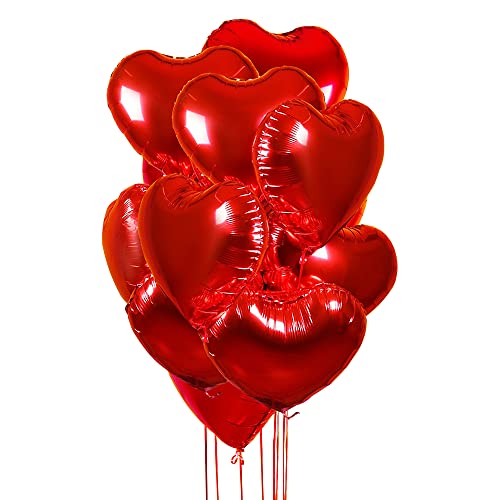 Red Heart Shaped Foil Balloons for Valentine's Day Engagement Wedding Party Decorations(18inch)