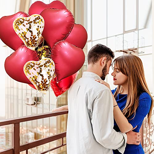 Red Heart Shaped Foil Balloons for Valentine's Day Engagement Wedding Party Decorations(18inch)