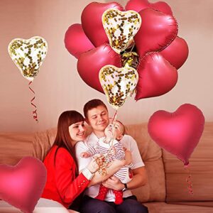 Red Heart Shaped Foil Balloons for Valentine's Day Engagement Wedding Party Decorations(18inch)