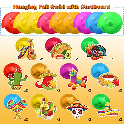 Sepamoon 51 Pcs Mexican Fiesta Hanging Swirl Decorations Cinco De Mayo Party Supplies Taco Twosday Bout a Birthday Theme Ceiling Decoration Boys Girls Shower