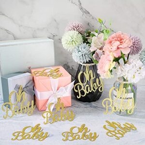 10 Pieces Baby Shower Cutout, Baby Table Centerpiece, Glitter Gender Reveal Party Decoration, Baby Shower Table Decoration with Rope for Home Birthday Party, Kids' Party Decoration (Gold)