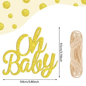 10 Pieces Baby Shower Cutout, Baby Table Centerpiece, Glitter Gender Reveal Party Decoration, Baby Shower Table Decoration with Rope for Home Birthday Party, Kids' Party Decoration (Gold)