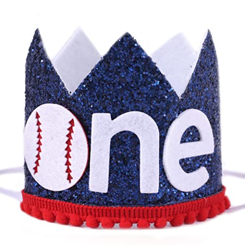 Baseball 1st Birthday Banner-1st Birthday Crown, Baseball Theme High Chair Banner, Cake Flag, All-Star Birthday, Our Little All-Star, Baseball 1st Birthday Decoration (Baseball Hat)