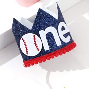 Baseball 1st Birthday Banner-1st Birthday Crown, Baseball Theme High Chair Banner, Cake Flag, All-Star Birthday, Our Little All-Star, Baseball 1st Birthday Decoration (Baseball Hat)