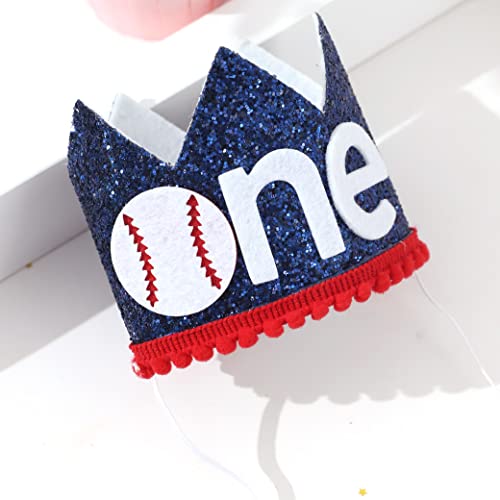 Baseball 1st Birthday Banner-1st Birthday Crown, Baseball Theme High Chair Banner, Cake Flag, All-Star Birthday, Our Little All-Star, Baseball 1st Birthday Decoration (Baseball Hat)