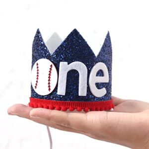 Baseball 1st Birthday Banner-1st Birthday Crown, Baseball Theme High Chair Banner, Cake Flag, All-Star Birthday, Our Little All-Star, Baseball 1st Birthday Decoration (Baseball Hat)