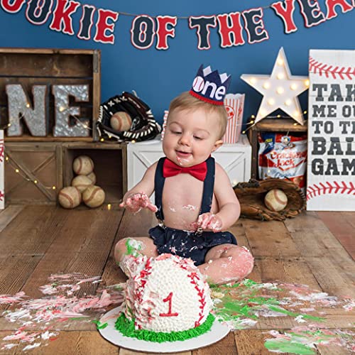 Baseball 1st Birthday Banner-1st Birthday Crown, Baseball Theme High Chair Banner, Cake Flag, All-Star Birthday, Our Little All-Star, Baseball 1st Birthday Decoration (Baseball Hat)