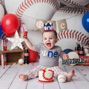 Baseball 1st Birthday Banner-1st Birthday Crown, Baseball Theme High Chair Banner, Cake Flag, All-Star Birthday, Our Little All-Star, Baseball 1st Birthday Decoration (Baseball Hat)