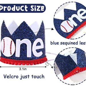 Baseball 1st Birthday Banner-1st Birthday Crown, Baseball Theme High Chair Banner, Cake Flag, All-Star Birthday, Our Little All-Star, Baseball 1st Birthday Decoration (Baseball Hat)