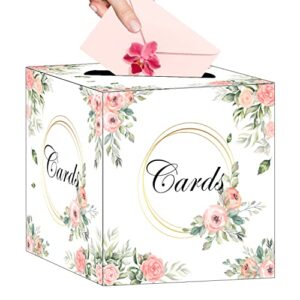 heipiniuye pink floral card box floral gift card box holder wedding card box money box card box holder for wedding baby shower bridal shower birthday party favor table centerpiece decoration
