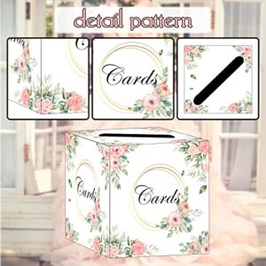 HEIPINIUYE Pink Floral Card Box Floral Gift Card Box Holder Wedding Card Box Money Box Card Box Holder for Wedding Baby Shower Bridal Shower Birthday Party Favor Table Centerpiece Decoration