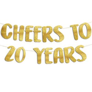 cheers to 20 years gold glitter banner – 20th anniversary and birthday party decorations