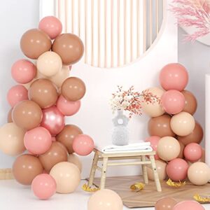 Boho Balloon Garland Kit 18/10/5 Inch Dusty Pink Nude Light Brown Rose Gold Balloons for Baby Shower Birthday Wedding Decorations Safari Party Supplies