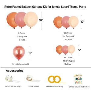 Boho Balloon Garland Kit 18/10/5 Inch Dusty Pink Nude Light Brown Rose Gold Balloons for Baby Shower Birthday Wedding Decorations Safari Party Supplies