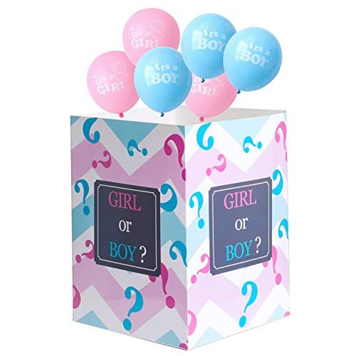 Gender Reveal Balloon Box with 6pcs Latex balloons Funny Idea for Boy Girl Gender Reveal Party Decorations Supplies (Boy or Girl)