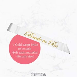 Only the Joy. Bachelorette Party Decorations Kit - Rose Gold Bridal Shower Decor - XL Bride Balloon Letters, Diamond Ring Balloon, Bride Sash, Foil Curtain, Peach and Confetti Balloons + More Supplies