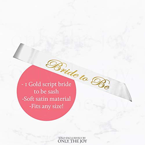 Only the Joy. Bachelorette Party Decorations Kit - Rose Gold Bridal Shower Decor - XL Bride Balloon Letters, Diamond Ring Balloon, Bride Sash, Foil Curtain, Peach and Confetti Balloons + More Supplies