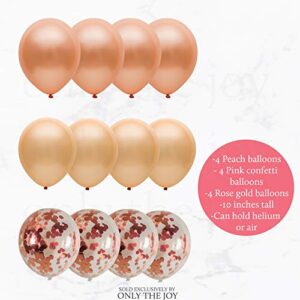 Only the Joy. Bachelorette Party Decorations Kit - Rose Gold Bridal Shower Decor - XL Bride Balloon Letters, Diamond Ring Balloon, Bride Sash, Foil Curtain, Peach and Confetti Balloons + More Supplies