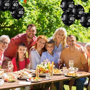 36 Pieces 40th 50th 60th 70th Birthday Party Latex Balloons Black Number Printed Balloons for Party Decoration Supplies (40th)