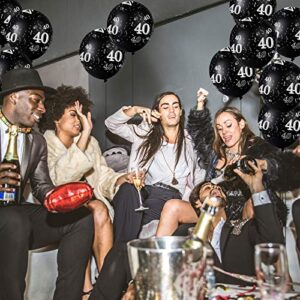 36 Pieces 40th 50th 60th 70th Birthday Party Latex Balloons Black Number Printed Balloons for Party Decoration Supplies (40th)