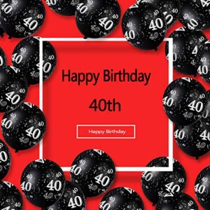 36 Pieces 40th 50th 60th 70th Birthday Party Latex Balloons Black Number Printed Balloons for Party Decoration Supplies (40th)