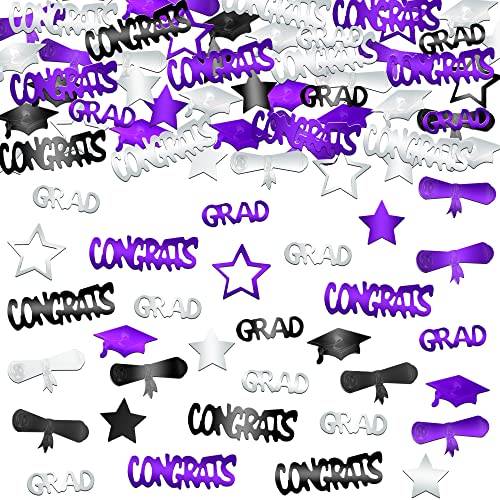 Graduation Confetti 2023 - Pack of 1000 | Grad Confetti 2023 Silver Graduation Decorations 2023 | Graduation Centerpieces for Tables 2023 | Purple Graduation Party Decorations 2023 Confetti Graduation