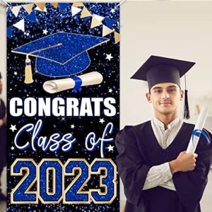 Graduation Party Decorations 2023, Congrats Class of 2023 Backdrop, 2023 Blue Graduation Party Decorations Front Door Porch Sign Backdrop Graduation 2023 Indoor/Outdoor Party Supplies