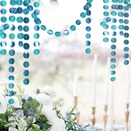 Glitter Teal Blue Star Garland Blue for Party Decorations Hanging Dot Banner Streamer Backdrop Decor for Wedding Birthday Bday Engagement Bridal Shower Bachelorette Graduation Party Supplies