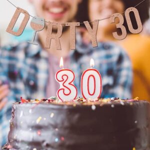 Dirty 30 Birthday Decorations for Her - Rose Gold Glitter Dirty 30 Banner - 30th Birthday Decorations for Her - 30 Birthday Decorations for Women - Happy 30th Birthday Party Supplies (Pre-strung)